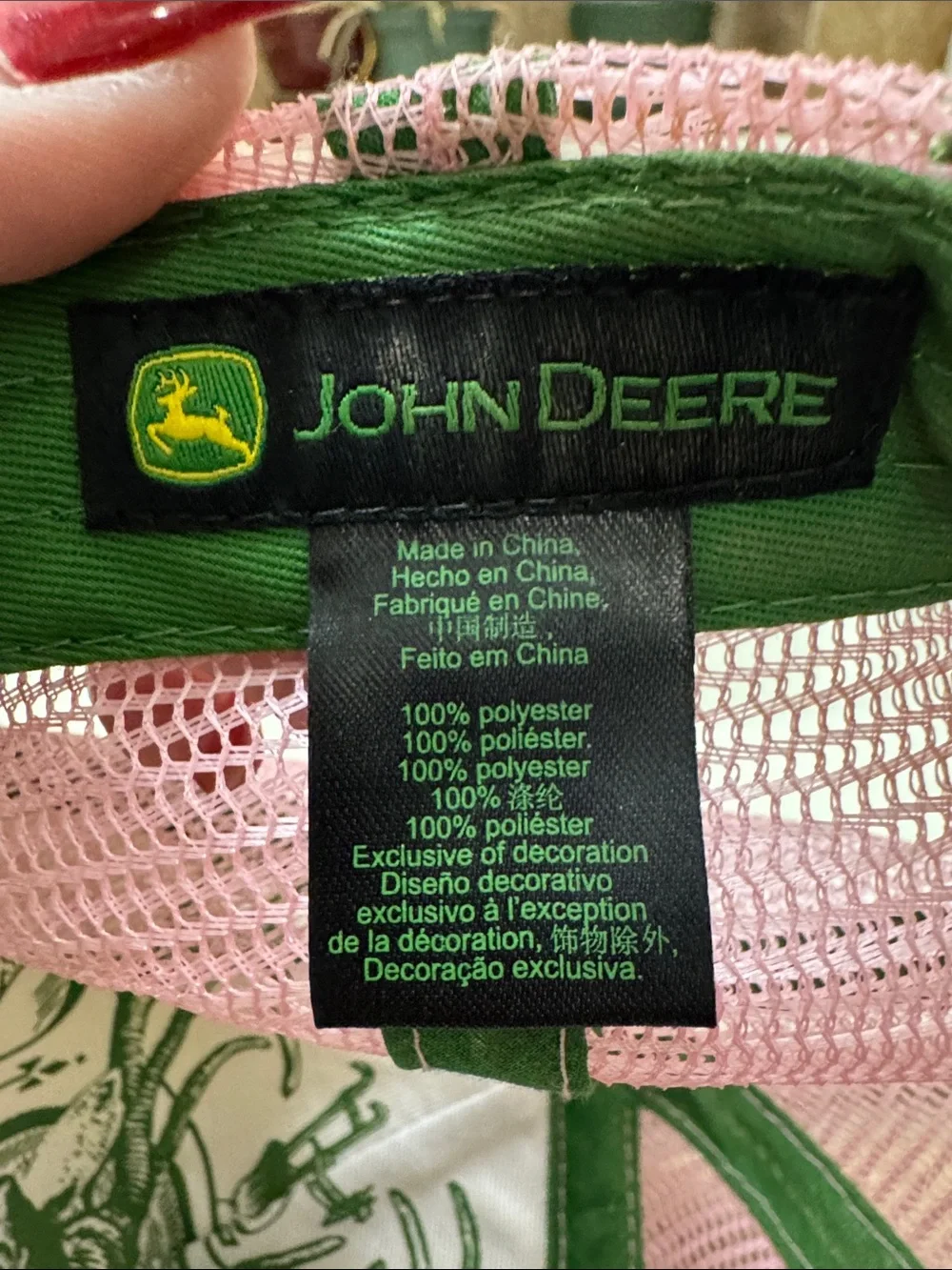 John Deere White, Green & Pink Logo Trucker Hat